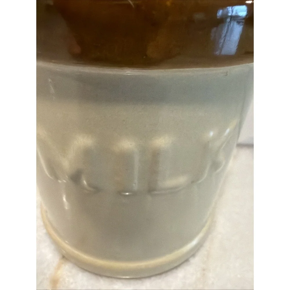 Rustic Stoneware Milk Jug Farmhouse Crock 6.77